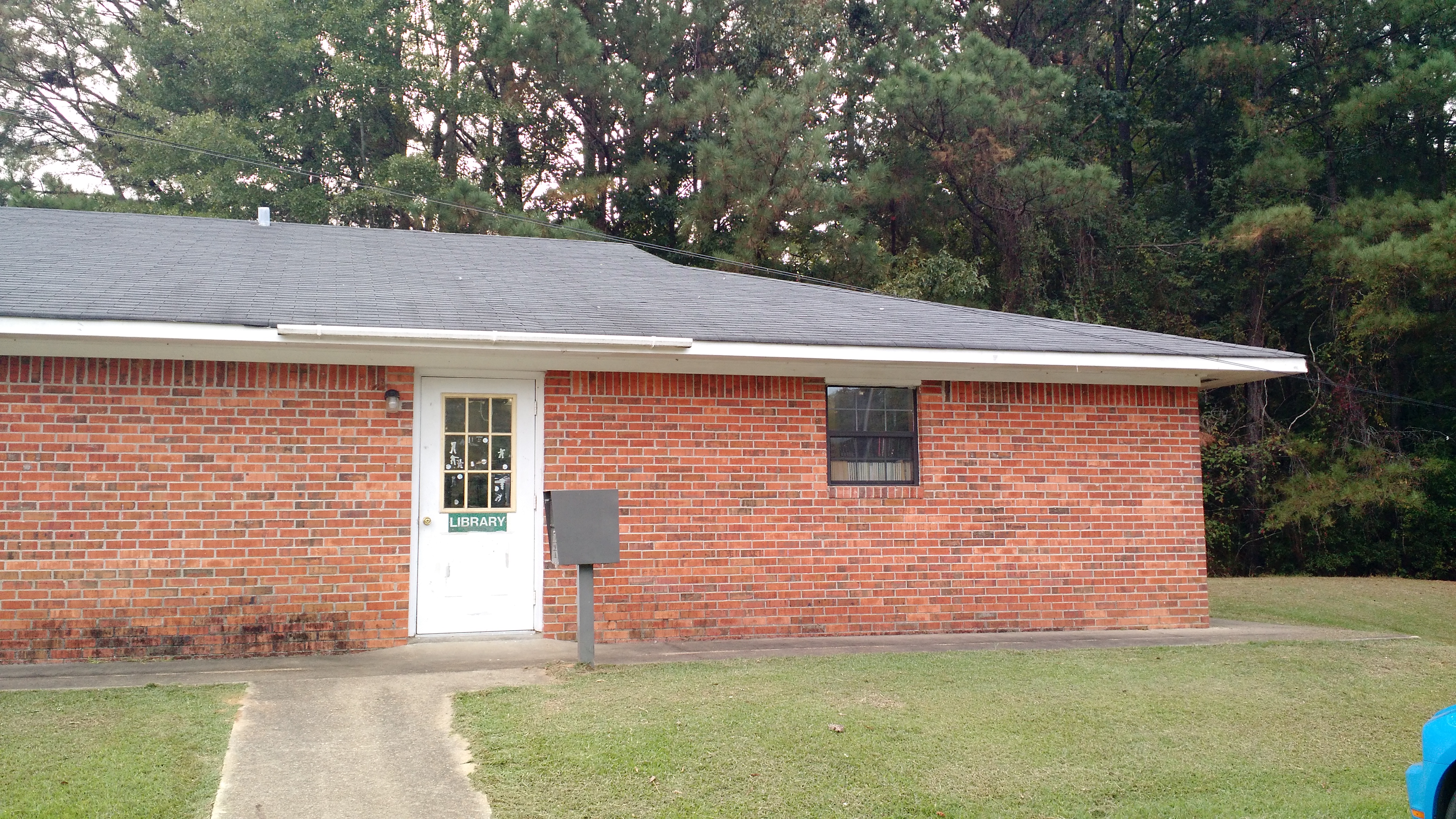 Scooba Branch Library entrance in Scooba, Mississippi.